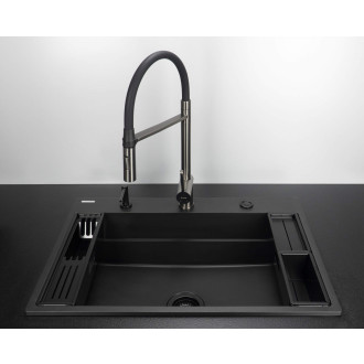 Deante Momi jedno-komorový granitový dřez 760x520x220, 3,5"", černý ZRM_N10B