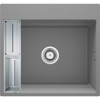 Deante Momi jedno-komorový granitový dřez 560x520x220, 3,5"", šedý metalický ZRM_S10A