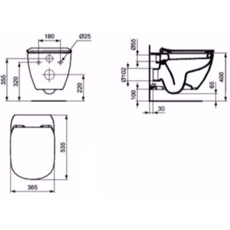 Wc s prkénkem softclose závěsné Ideal Standard Testra zadní odpad SIKOSIST3503