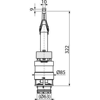 ALCA  A06-850 Vypouštěcí ventil pro snížené předstěnové instalační systémy výšky 850 mm