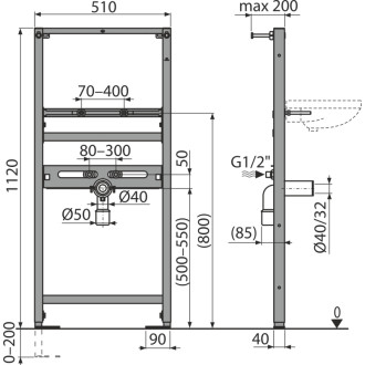 ALCA  A104/1120 Montážní rám pro umyvadlo