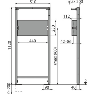 ALCA  A104PB/1120 Montážní rám pro podomítkovou baterii