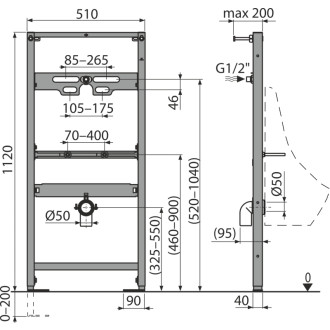 ALCA  A107/1120 Montážní rám pro pisoár