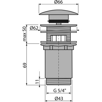 ALCA A392-N-B Výpust umyvadlová CLICK/CLACK 5/4" s přepadem, NICKEL-kartáčovaný mat