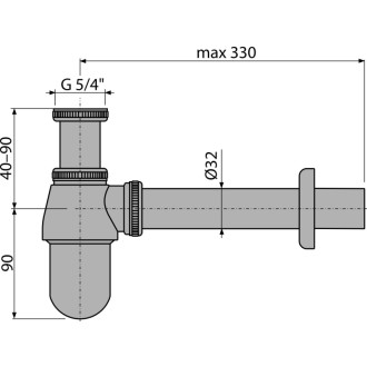ALCA  A431 "Sifon umyvadlový DN32 s převlečnou maticí 5/4"", kov"