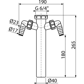 ALCA  A44M-DN40 "Mezikus s převlečnou maticí 6/4"" a dvěma přípojkami"