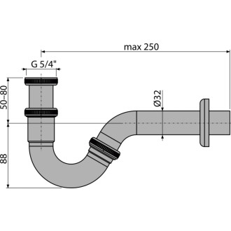 ALCA  A45G Sifon bidetový DN32 kov