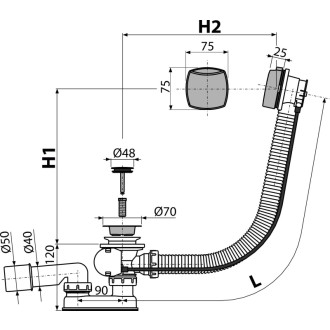 ALCA  A51CR-80 Sifon vanový automat komplet, chrom