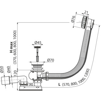 ALCA  A55K-120 Sifon vanový automat komplet, kov