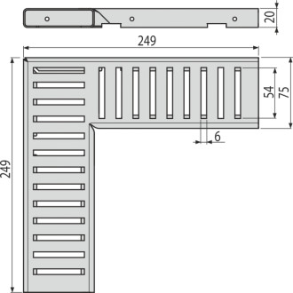 ALCA  ADZ-R302R Rošt pro drenážní žlab rohový 75 mm, nerez