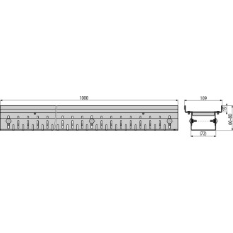 ALCA  ADZ302V Drenážní žlab 100 mm nastavitelný, nerez