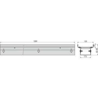 ALCA  ADZ332V Drenážní žlab 100 mm nastavitelný, nerez