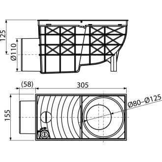ALCA  AGV3 Univerzální lapač střešních splavenin 300×155/110 mm boční, černá
