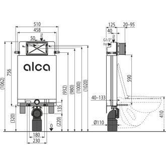 ALCA  AM100/1000E Alcamodul - Předstěnový instalační systém ECOLOGY pro zazdívání