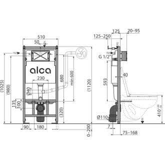 ALCA  AM101/1120 Sádromodul - Předstěnový instalační systém pro suchou instalaci