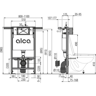 ALCA  AM102/1000 Jádromodul - Předstěnový instalační systém pro suchou instalaci
