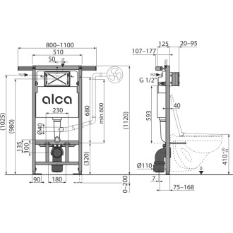 ALCA  AM102/1120 Jádromodul - Předstěnový instalační systém pro suchou instalaci