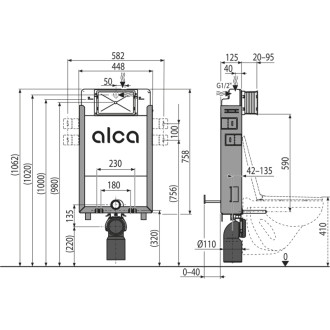 ALCA  AM115/1000E Renovmodul - Předstěnový instalační systém ECOLOGY pro zazdívání