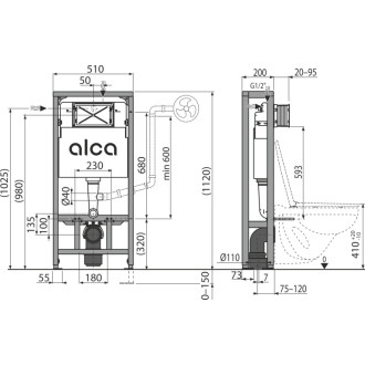 ALCA  AM116/1120 Solomodul - Předstěnový instalační systém pro suchou instalaci