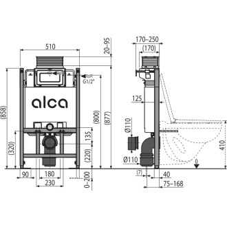 ALCA  AM118/850 Sádromodul - Předstěnový instalační systém pro suchou instalaci