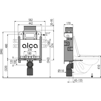 ALCA  AM119/850 Renovmodul - Předstěnový instalační systém pro zazdívání