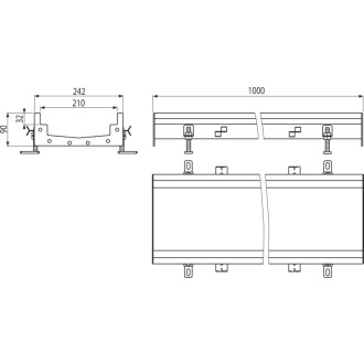 ALCA  APR6-0221-210 Průmyslový krabicový žlab 1 m, nerez AISI 316L