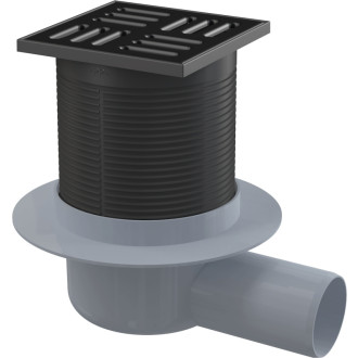 ALCA  APV31BLACK Podlahová vpust 105×105/50 mm boční, zápachová uzávěra SMART
