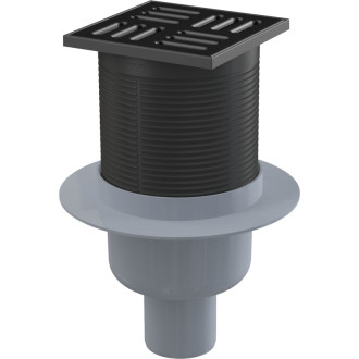 ALCA  APV32BLACK Podlahová vpust 105×105/50 mm přímá, zápachová uzávěra SMART