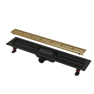 ALCA  APZ10BLACK-550BRASS Simple - Podlahový žlab s okrajem pro perforovaný rošt, mosaz
