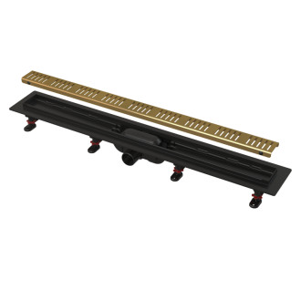 ALCA  APZ10BLACK-950BRASS Simple - Podlahový žlab s okrajem pro perforovaný rošt, mosaz