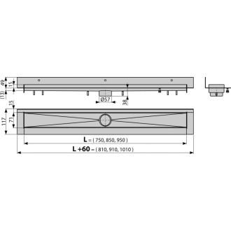 ALCA  APZ23-750 Modular Wall - Podlahový žlab