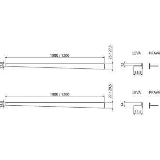 ALCA  APZ901M/1200 Nerezová lišta pro spádovanou podlahu, levá