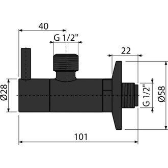 ALCA  ARV003-BLACK "Ventil rohový s filtrem 1/2""×1/2"", černá-mat"