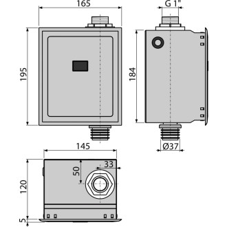 ALCA  ASP3-B Automatický splachovač WC, chróm, 6 V (napájení z baterie)