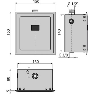 ALCA  ASP4-B Automatický splachovač pisoáru, chrom, 6 V (napájení z baterie)