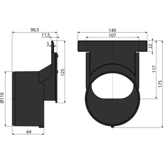 ALCA  AVZ-P010 Čelo boční pro napojení na odpad DN110
