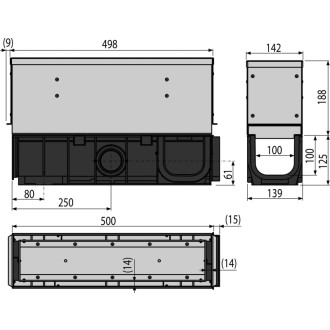 ALCA  AVZ101S-R122R Venkovní žlab štěrbinový s asymetrickým nástavcem 160 mm, pozink. ocel