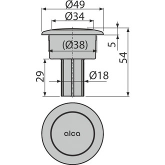 ALCA  P0014-ND Tlačítko kompletní chrom (A05)