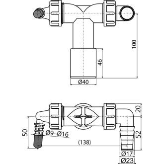 ALCA  P156Z Dvojité kolínko DN40/32 / 8–23 s klapkami