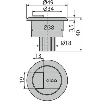 ALCA  V0296-ND Tlačítko kompletní chrom (A08A)