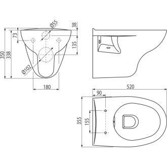 ALCA  WC RIMFLOW WC závěsné