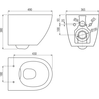 WC závěsné + WC sedátko SLIM SOFTCLOSE, Duroplast