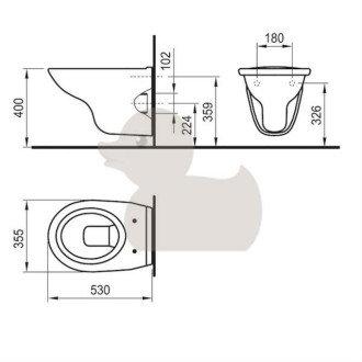 Závěsné WC Fayans Neo, zadní odpad, 53cm H8235700002431