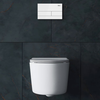 Podomítkový WC systém + tlačítka T White Glass