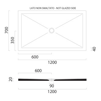 Keramická sprchová vanička, obdélník 120x70x2cm, agave mat