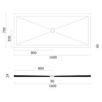Keramická sprchová vanička, obdélník 160x70x2cm, agave mat