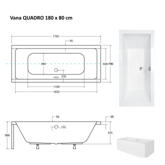 Obdélníková vana QUADRO