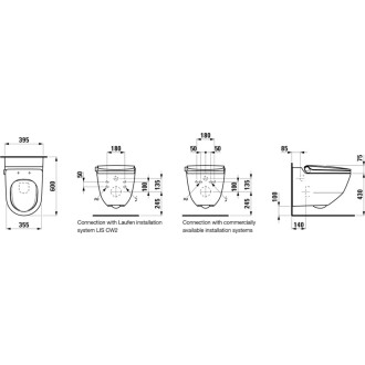 Akční balíček Laufen RIVA závěsné WC + podomítkový modul + WC tlačítko bílé + hodinky SIKOSLRI000