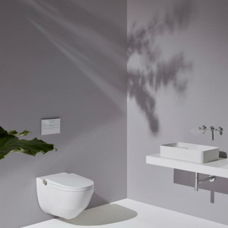 Akční balíček Laufen RIVA závěsné WC + podomítkový modul + WC tlačítko bílé + hodinky SIKOSLRI000