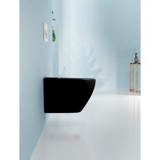 CERANO Keramický závěsný bidet Fizo černá lesklá 36x37x49 cm CER-417398